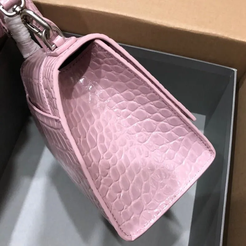 VELORA - Crocodile Embossed Handbag Light Pink