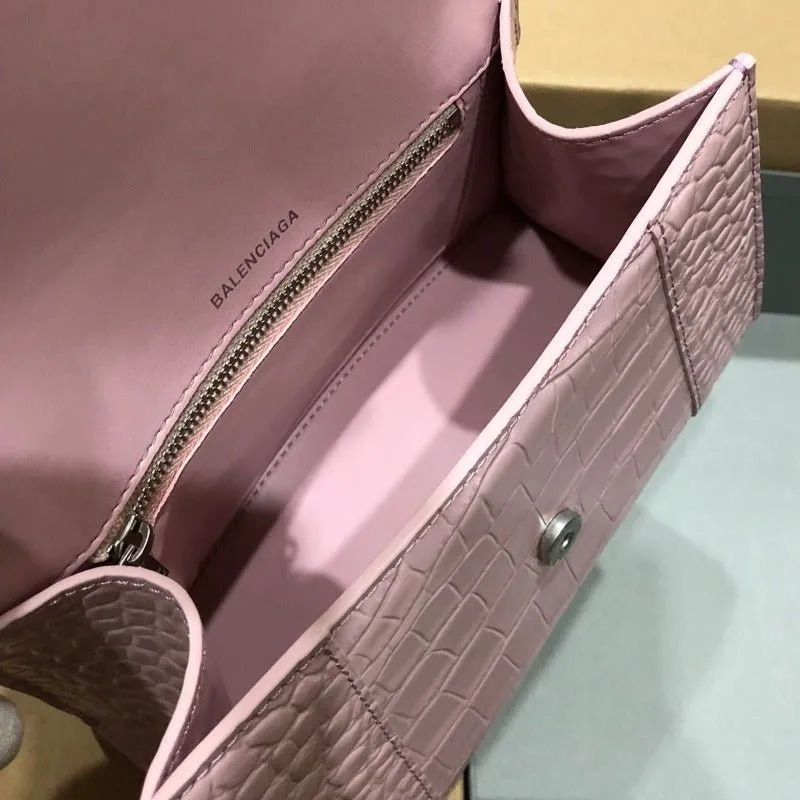 VELORA - Crocodile Embossed Handbag Light Pink