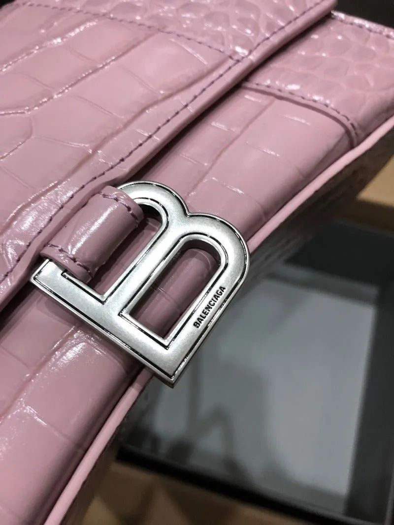 VELORA - Crocodile Embossed Handbag Light Pink