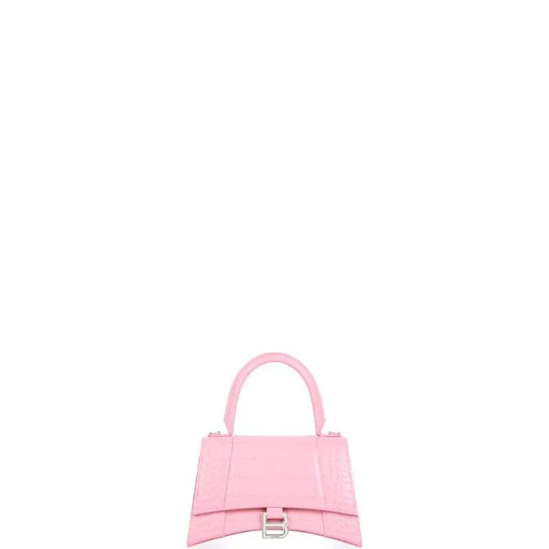 VELORA - Crocodile Embossed Handbag Light Pink