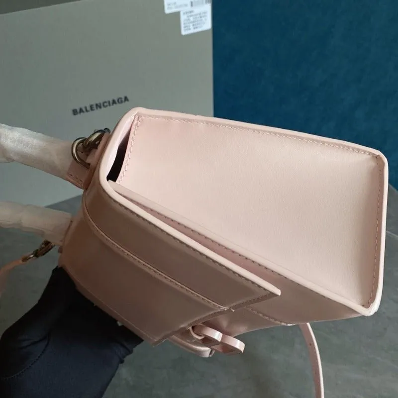 VELORA - Hourglass Small Mock-croc Top-handle Bag Light Pink