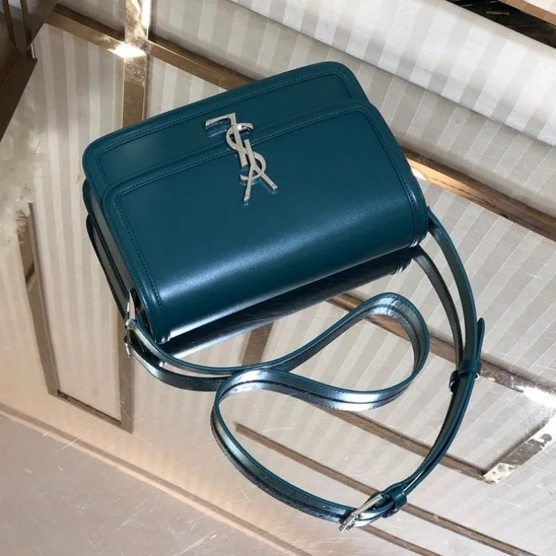 VELORA - Solferino Medium Leather Bag Turquoise