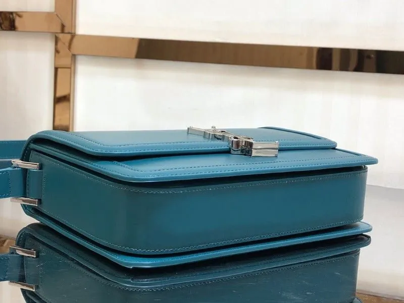 VELORA - Solferino Medium Leather Bag Turquoise