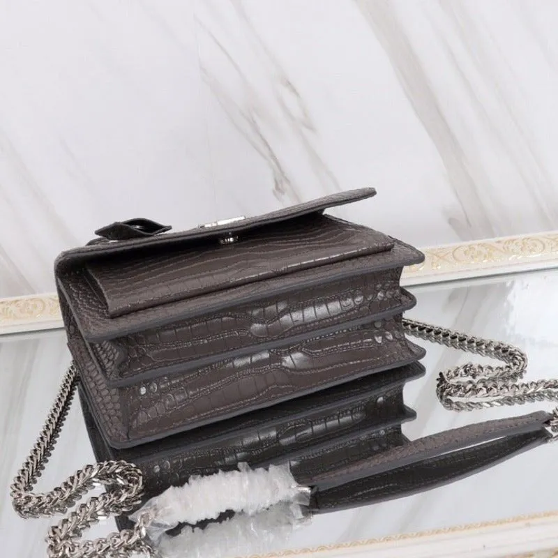 VELORA - Sunset Shoulder Bag Grey Croc