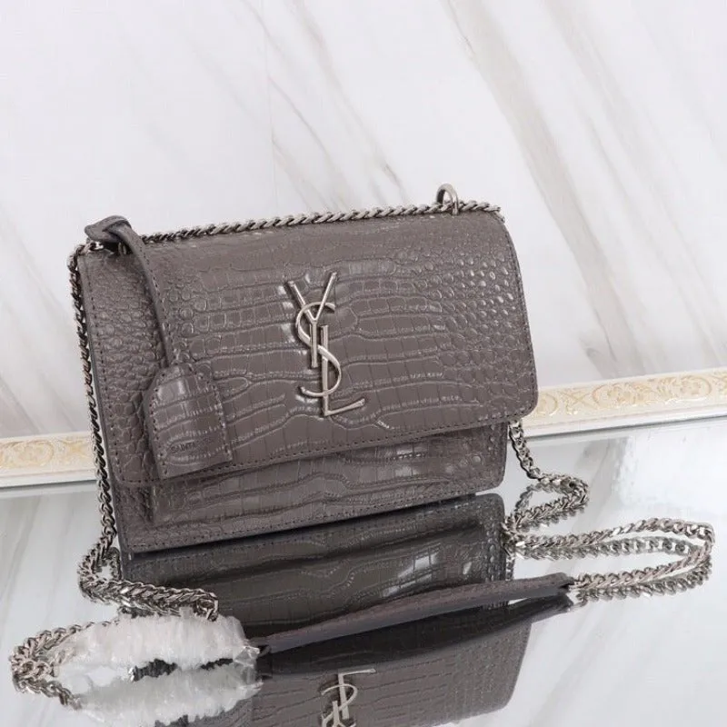VELORA - Sunset Shoulder Bag Grey Croc