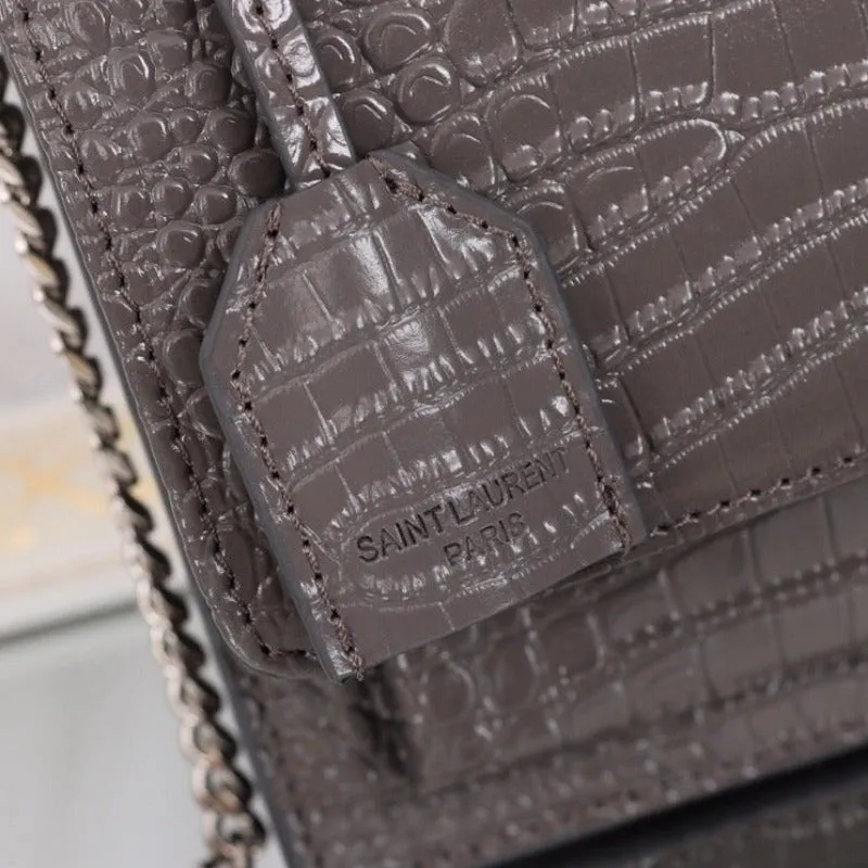 VELORA - Sunset Shoulder Bag Grey Croc
