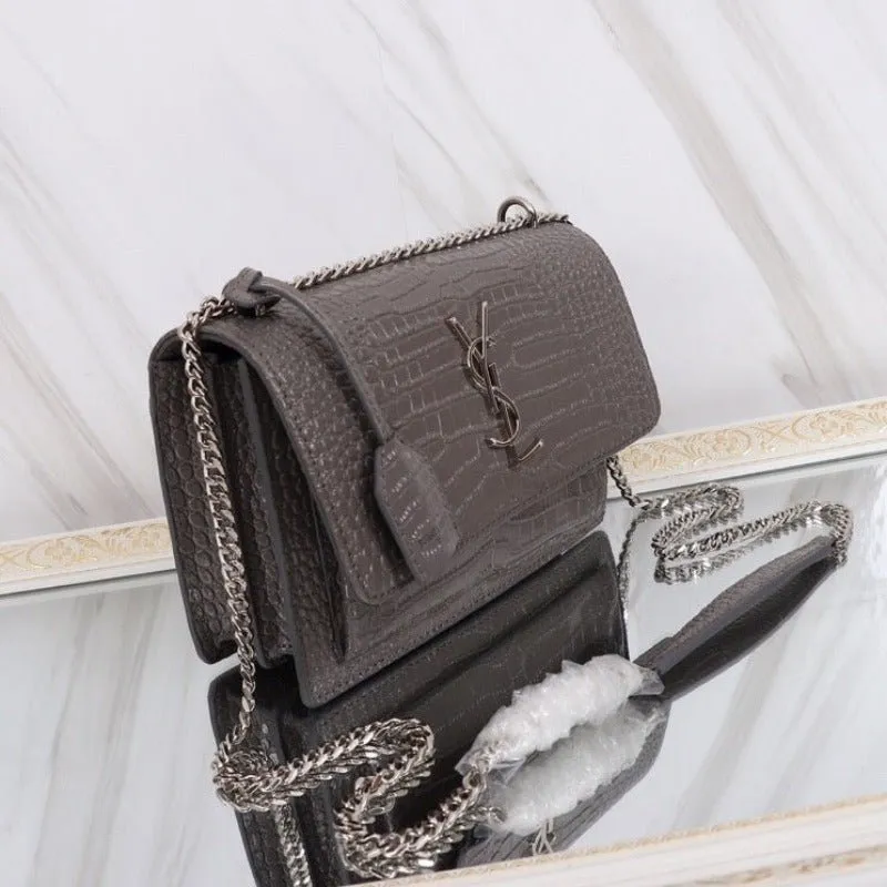 VELORA - Sunset Shoulder Bag Grey Croc