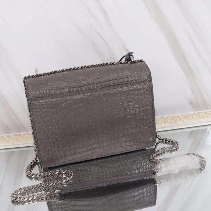 VELORA - Sunset Shoulder Bag Grey Croc