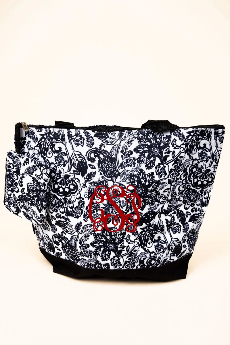 Victorian Garden with Black Trim Tote Bag