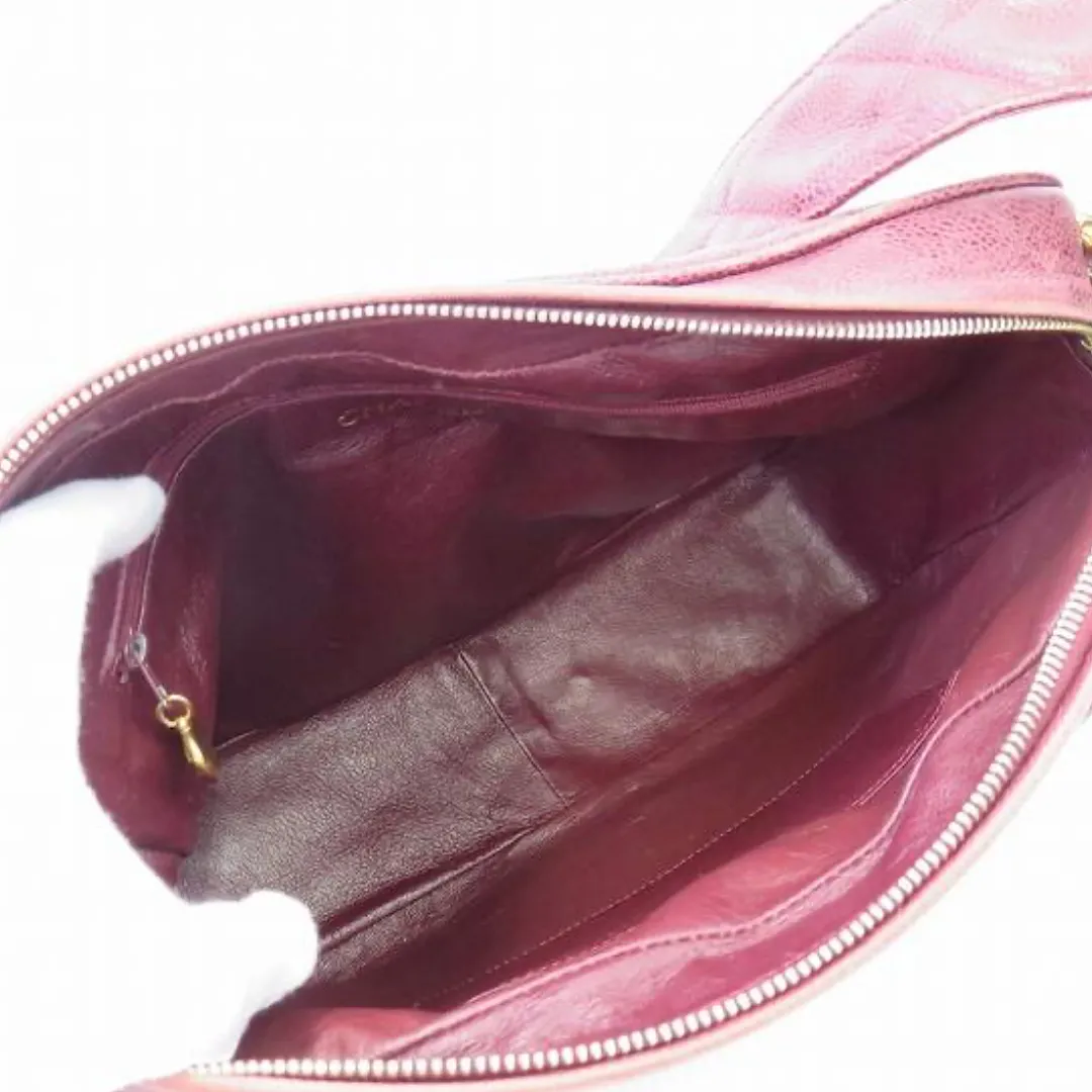 Vintage CHANEL wine caviar leather messenger large, jumbo shoulder bag with golden CC ball charm. Classic purse for daily use. 060922ys