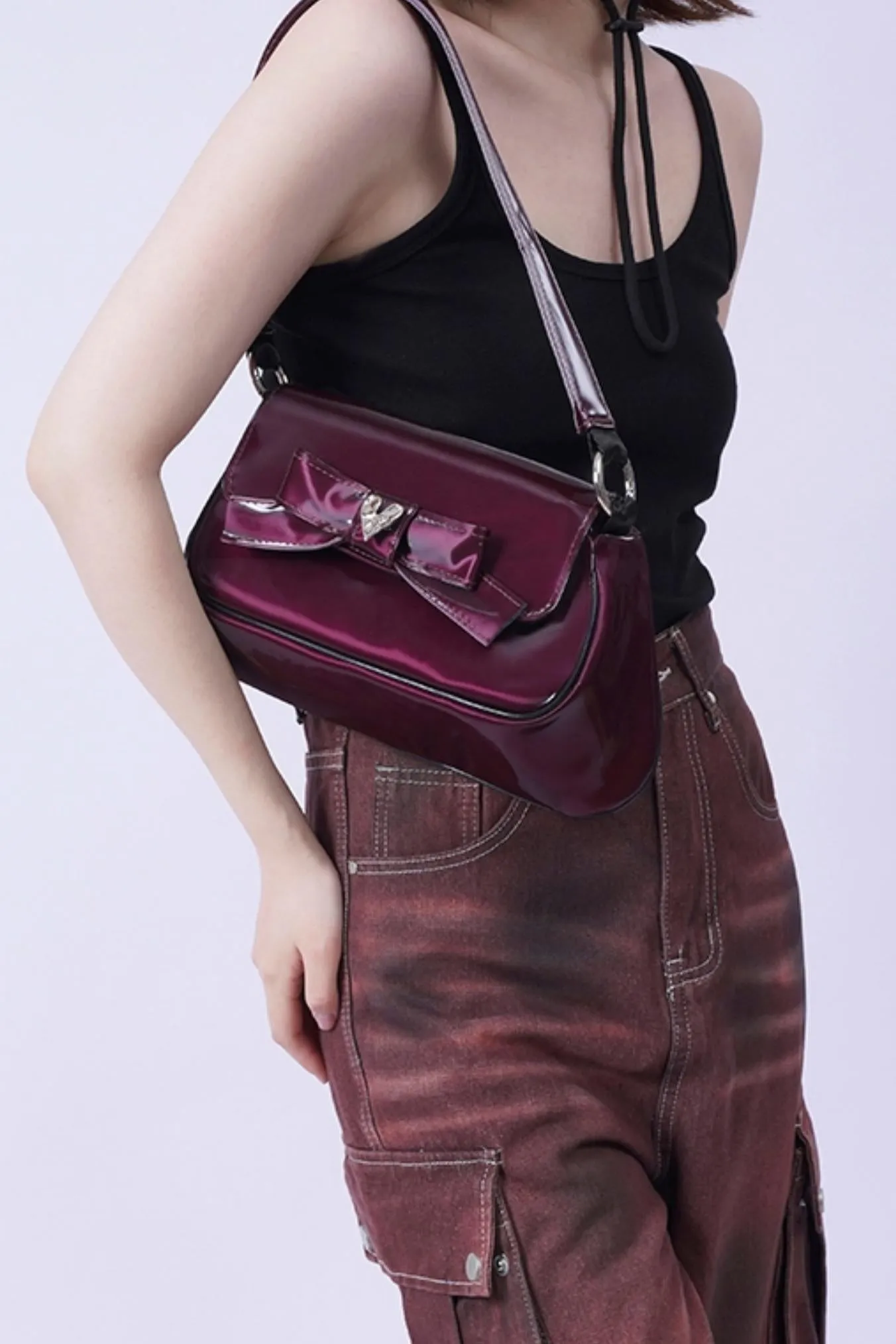 Vintage Glossy Crossbody Bag