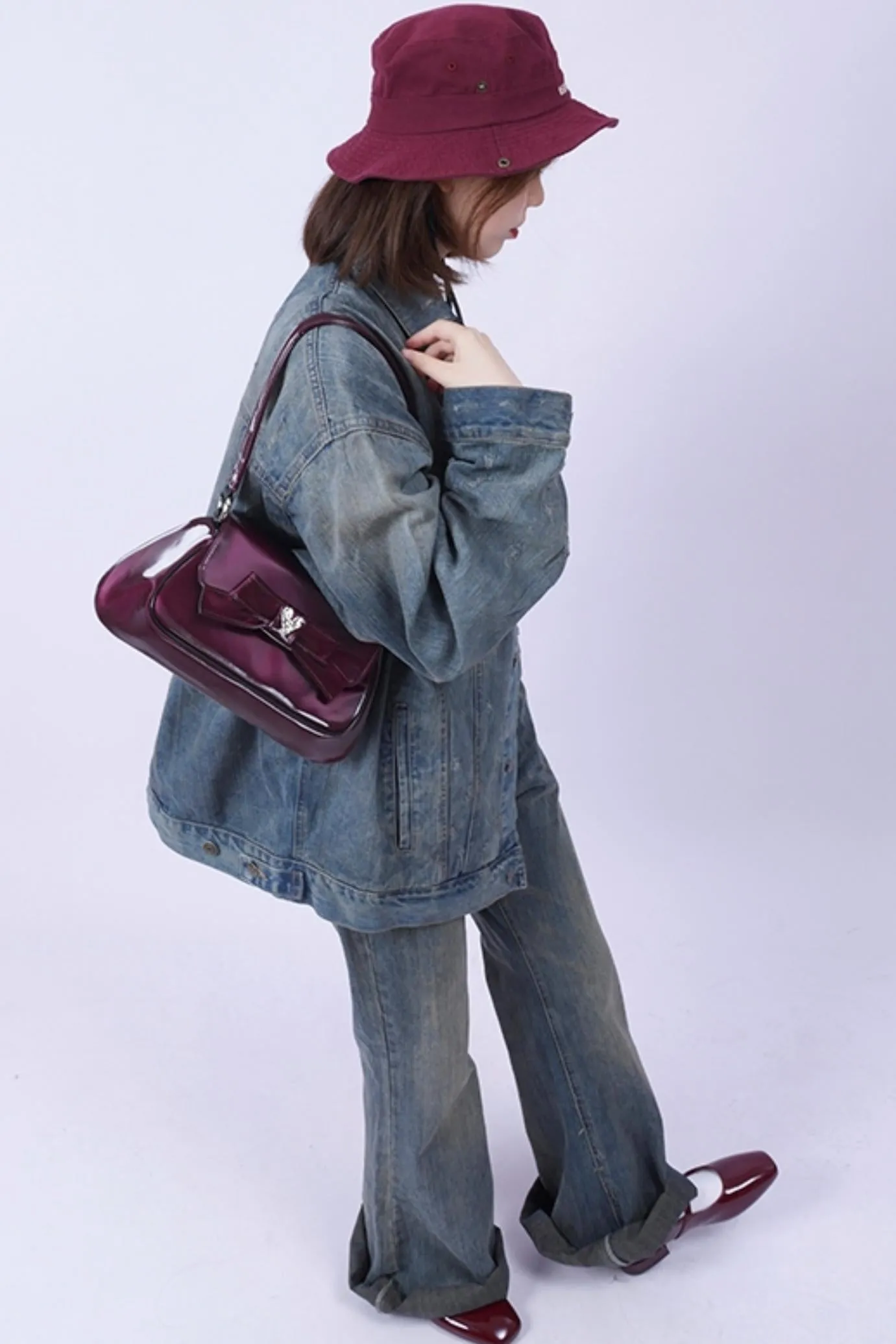 Vintage Glossy Crossbody Bag