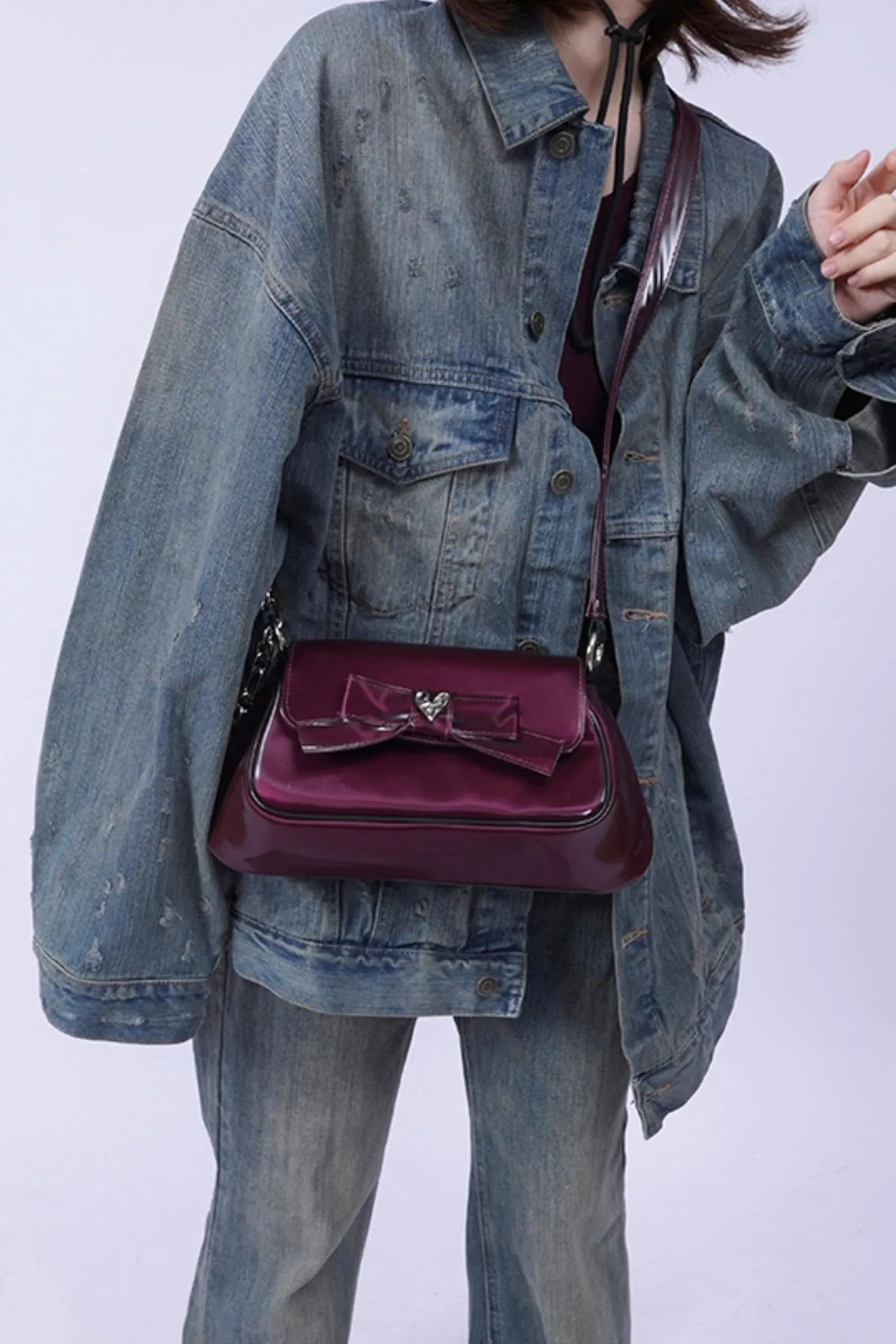 Vintage Glossy Crossbody Bag