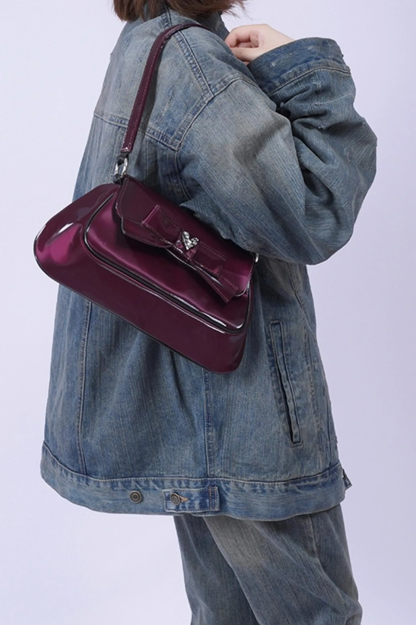 Vintage Glossy Crossbody Bag