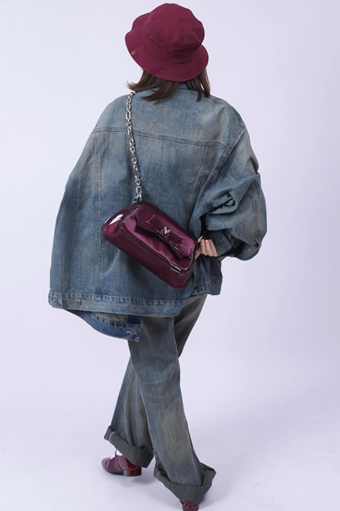 Vintage Glossy Crossbody Bag