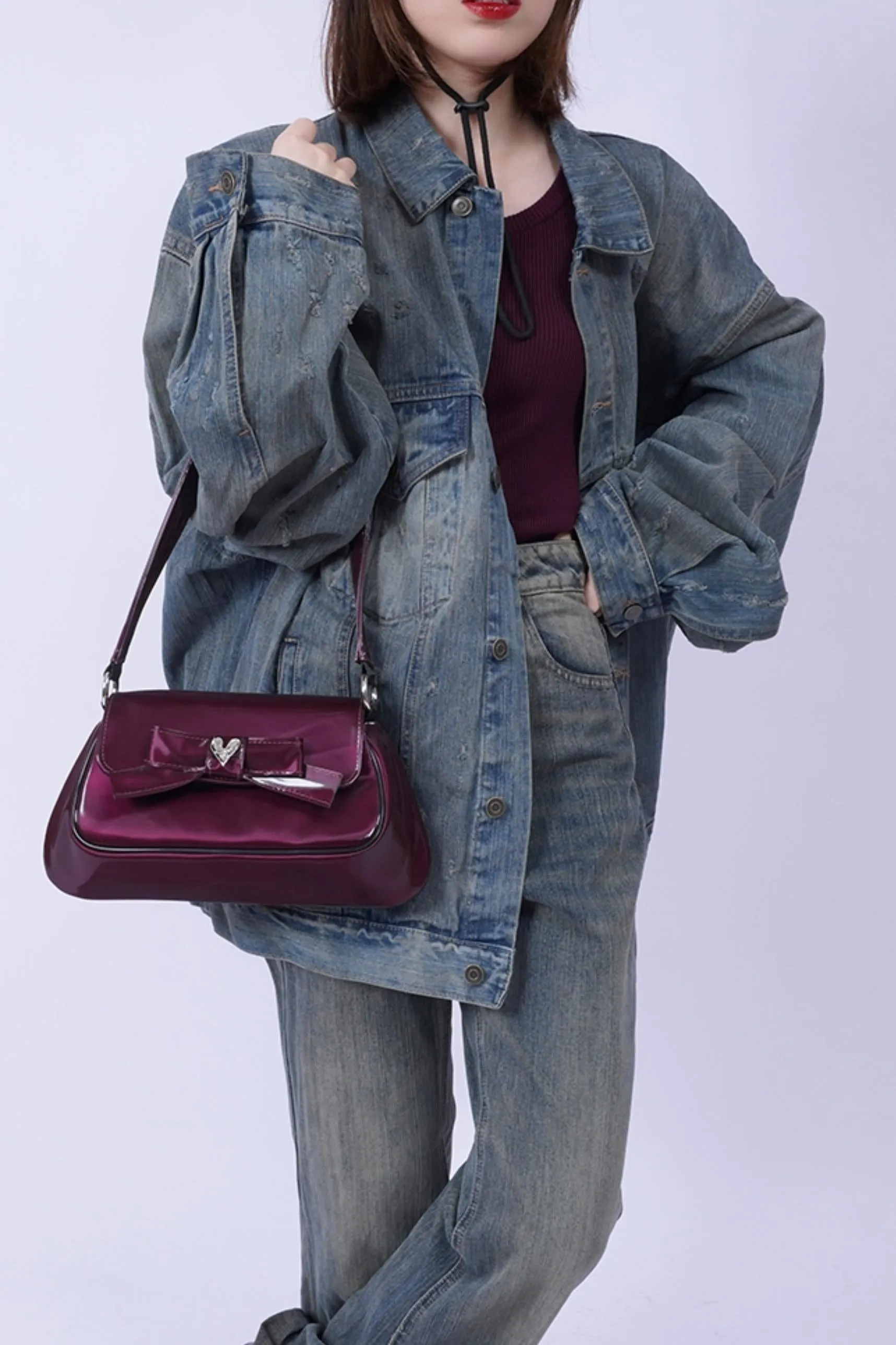 Vintage Glossy Crossbody Bag