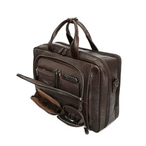 Vintage Leather Messenger Bag with Multiple Pockets