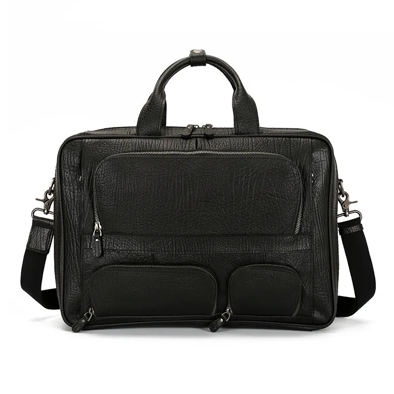 Vintage Leather Messenger Bag with Multiple Pockets