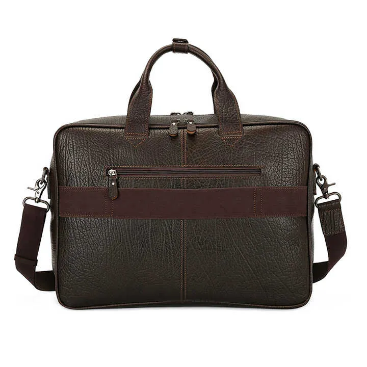 Vintage Leather Messenger Bag with Multiple Pockets