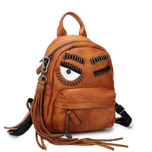 Vintage Leather Purse Cute 13" Backpacks Shoulder Travel Bags