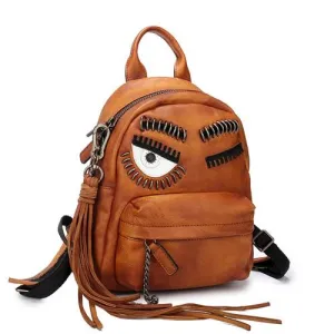 Vintage Leather Purse Cute 13" Backpacks Shoulder Travel Bags