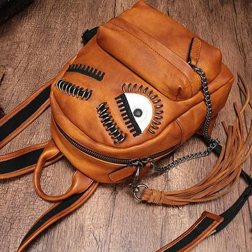 Vintage Leather Purse Cute 13" Backpacks Shoulder Travel Bags
