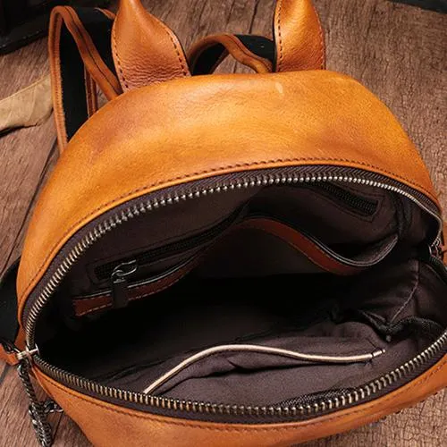Vintage Leather Purse Cute 13" Backpacks Shoulder Travel Bags