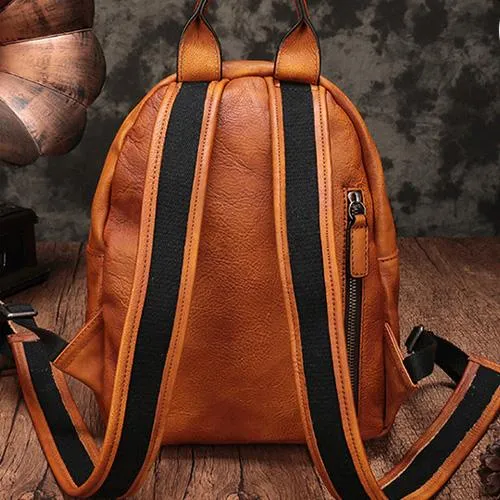 Vintage Leather Purse Cute 13" Backpacks Shoulder Travel Bags