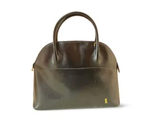 Vintage Roberta di Camerino black leather mini bolide bag with a gold tone logo charm. Classic piece for any occasion. 051227