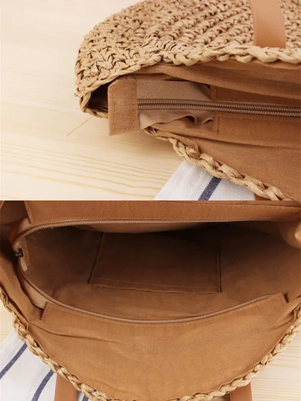 Vintage Round Straw Beach Bag