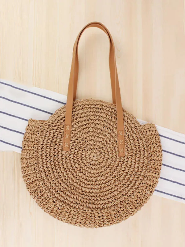 Vintage Round Straw Beach Bag