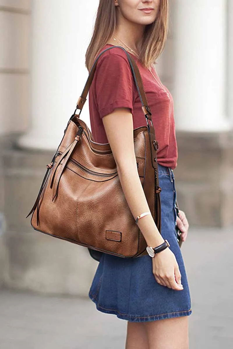Vintage Shoulder Bag With Zipper And Tassel