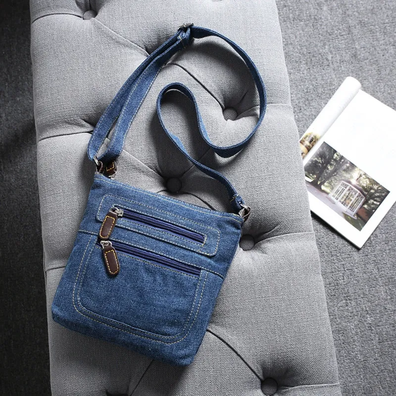 Vintage Zip Denim Cowboy Shoulder Bags for Women 2753