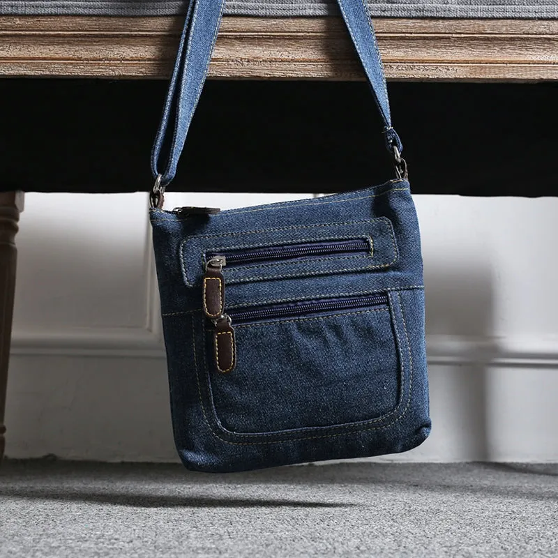 Vintage Zip Denim Cowboy Shoulder Bags for Women 2753