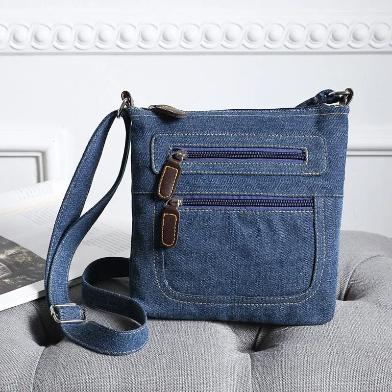 Vintage Zip Denim Cowboy Shoulder Bags for Women 2753