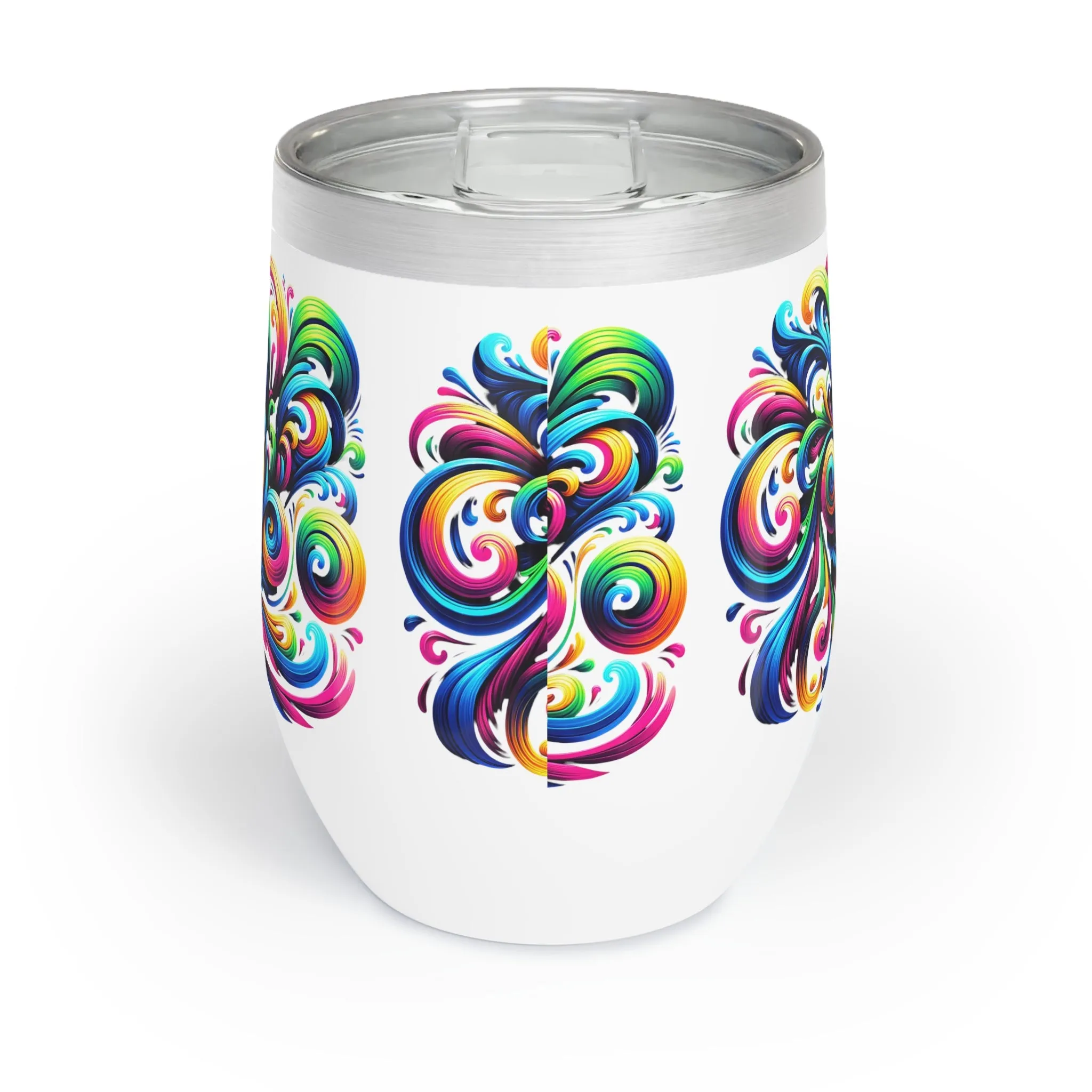 Vivid Motion Swirl Wine Tumbler – 12oz Insulated Stainless Steel