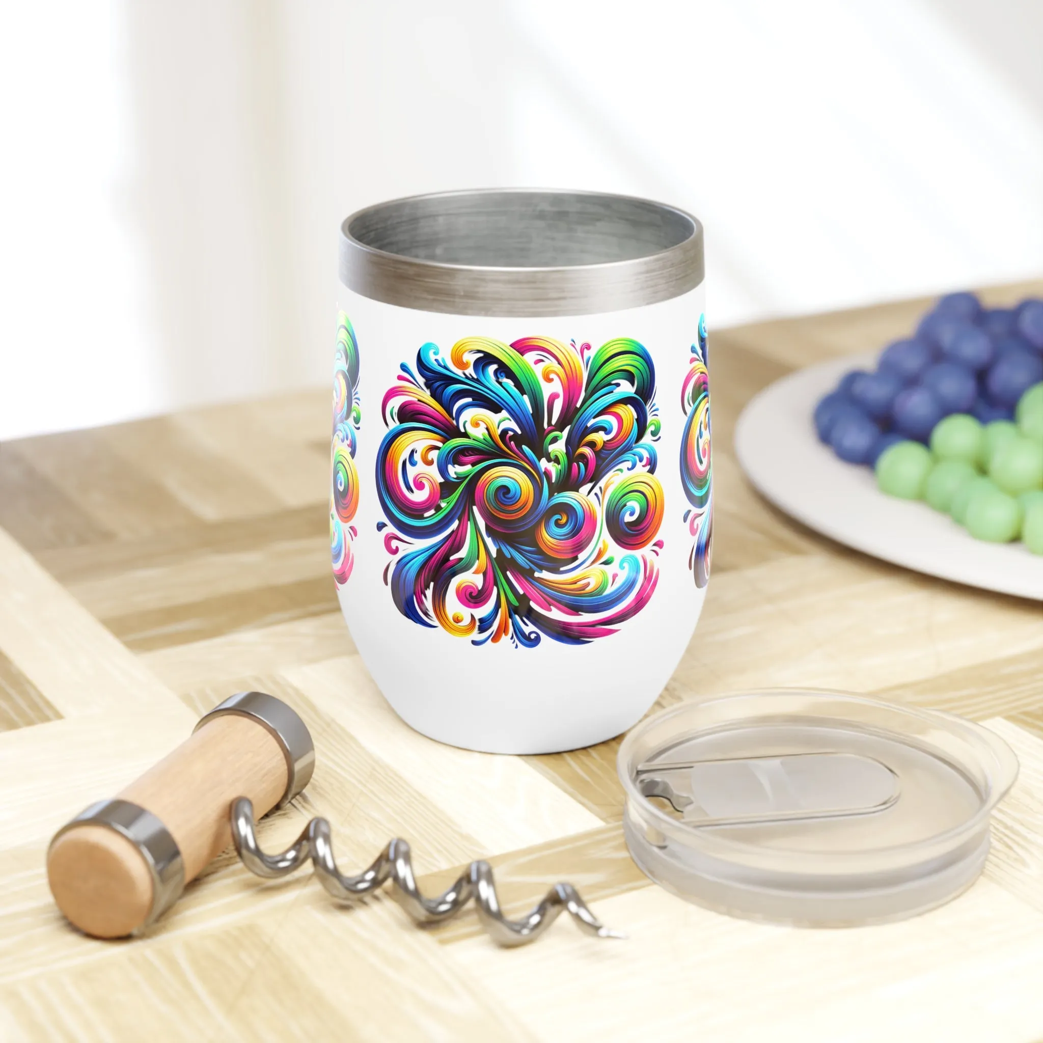 Vivid Motion Swirl Wine Tumbler – 12oz Insulated Stainless Steel