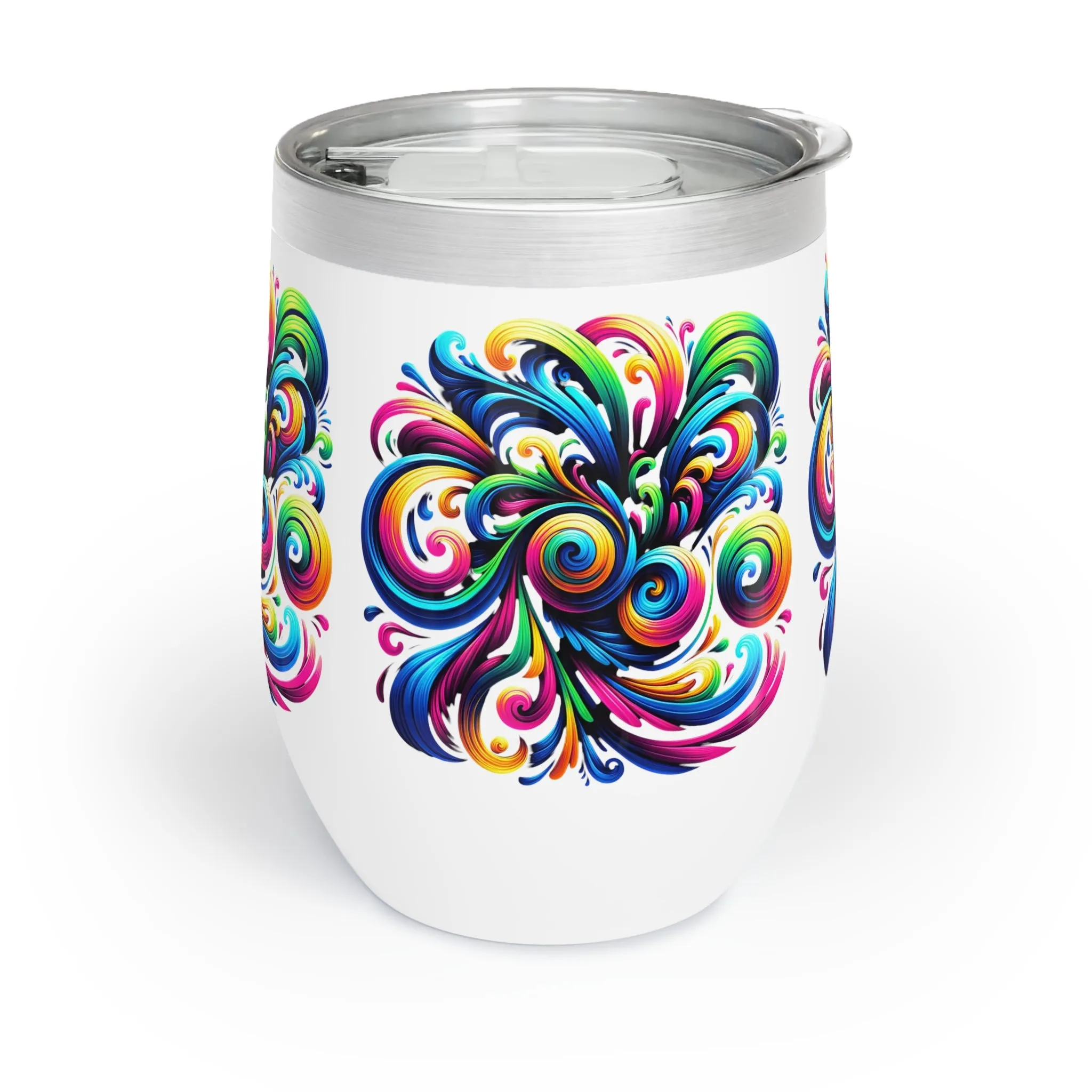 Vivid Motion Swirl Wine Tumbler – 12oz Insulated Stainless Steel