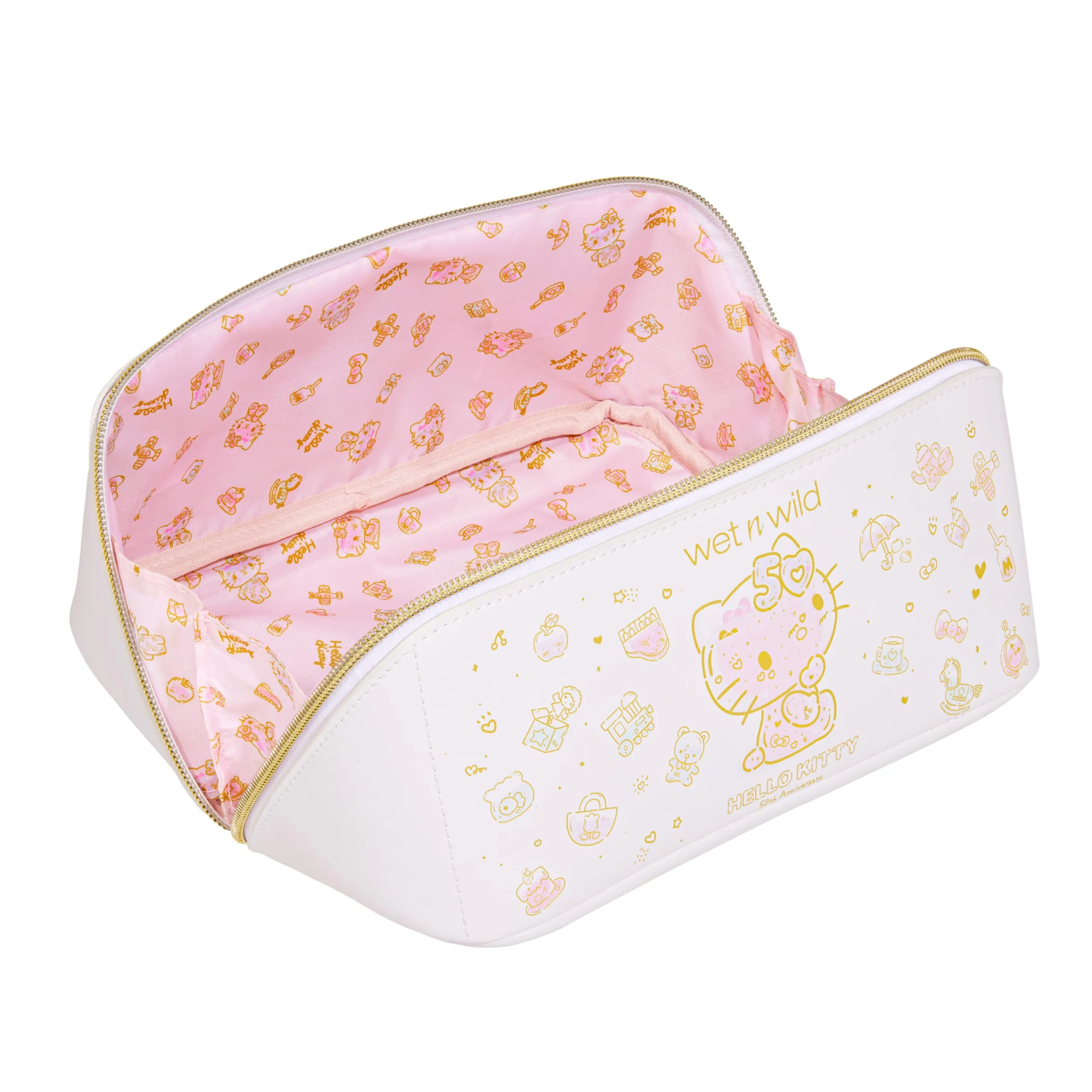 wet n wild Hello Kitty Makeup Bag, Unique Travel Friendly Design, 50th Anniversary Soft Pink Print, Cruelty-Free & Vegan