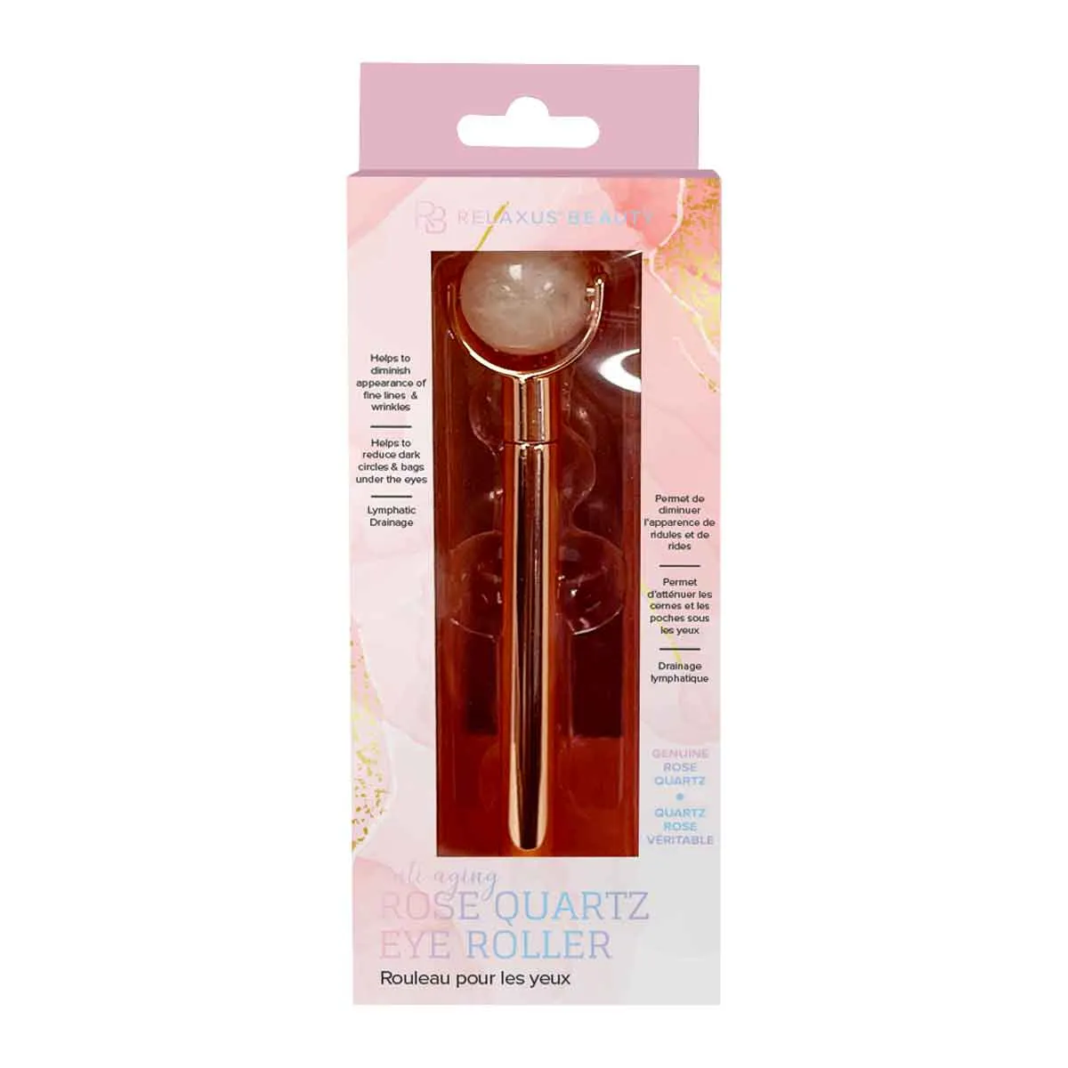 Wholesale Rose Quartz Undereye Beauty Roller - Displayer of 6