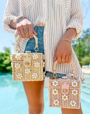 Wicker Bucket Daisy Flower Purse