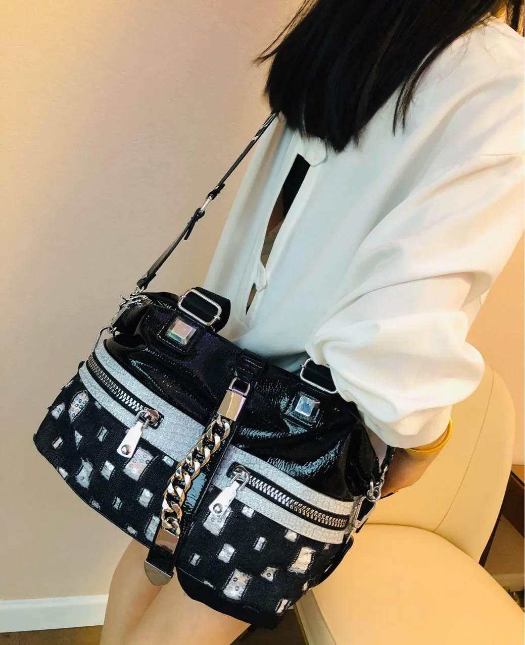 Women Fashion Artificial Leather Messenger Crossbody Bag