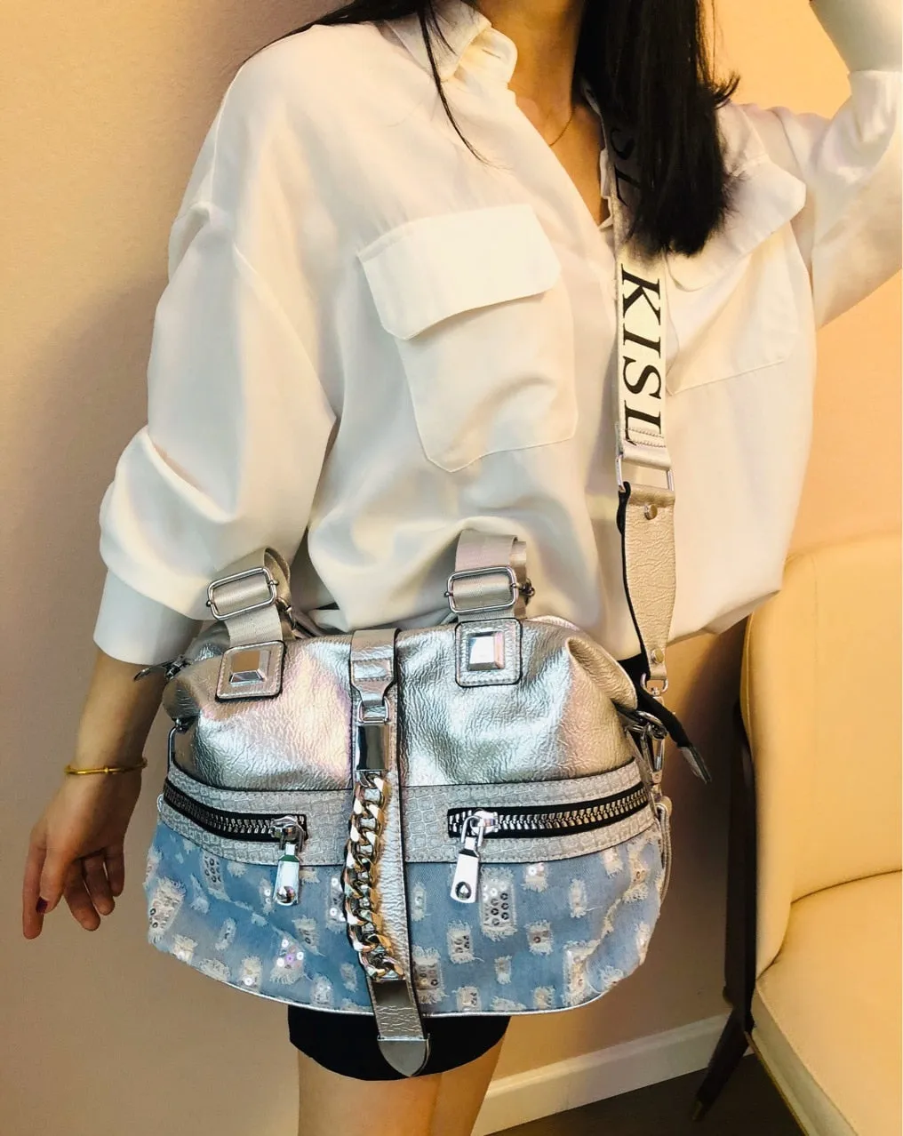 Women Fashion Artificial Leather Messenger Crossbody Bag