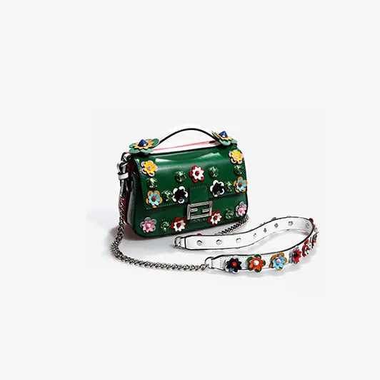 Women Shoulder Bags Flowers Patchwork Totes Red Mini Diamond Bags  New Luxury Messenger Bags Crystal Bags Girls Small Purse