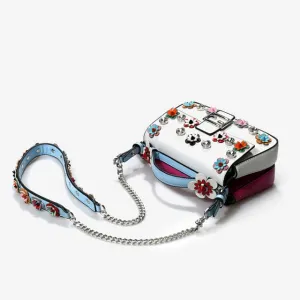 Women Shoulder Bags Flowers Patchwork Totes Red Mini Diamond Bags  New Luxury Messenger Bags Crystal Bags Girls Small Purse