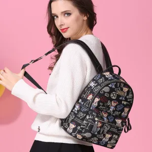 Women's Bear Attachment Figured Cloth Mini Backpacks