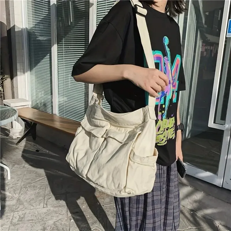 Women's Large Canvas Shoulder Messenger Bag – Vintage & Spacious