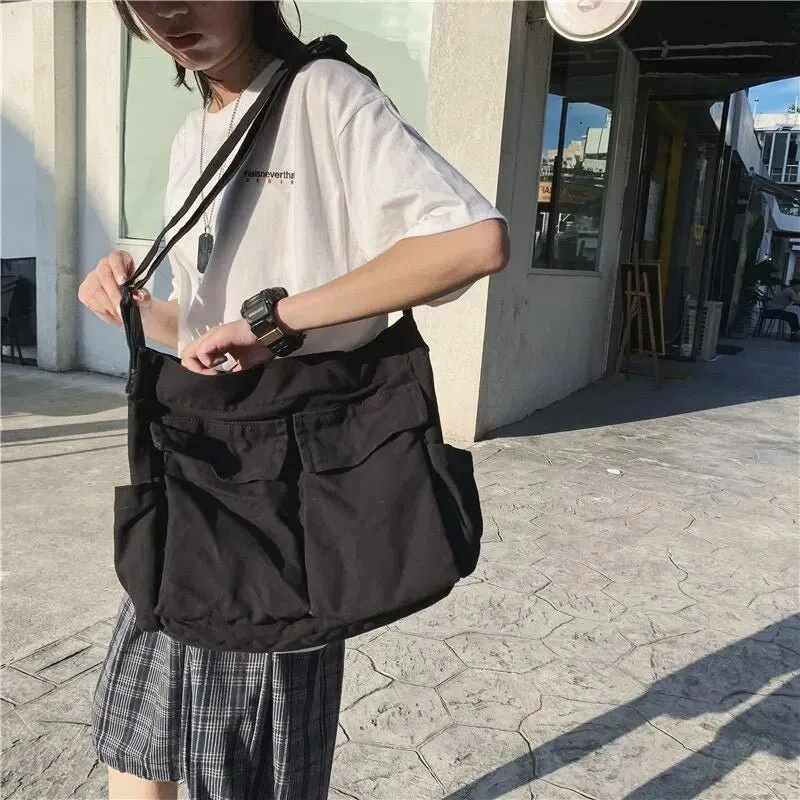 Women's Large Canvas Shoulder Messenger Bag – Vintage & Spacious
