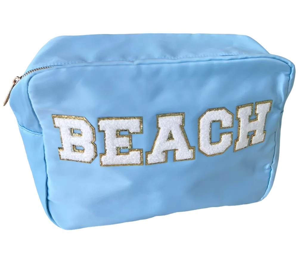 XL Baby Blue Nylon Beach Bag