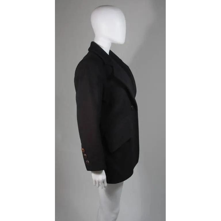 YVES SAINT LAURENT Black Cashmere Coat | Size L